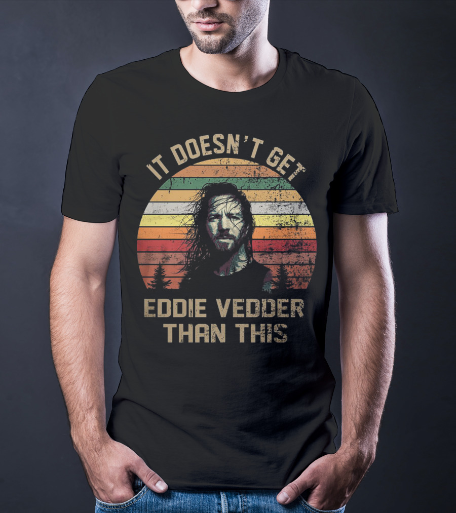 It Doesn't Get Eddie Vedder Than This Vintage Striped Sunset Forest T-Shirt