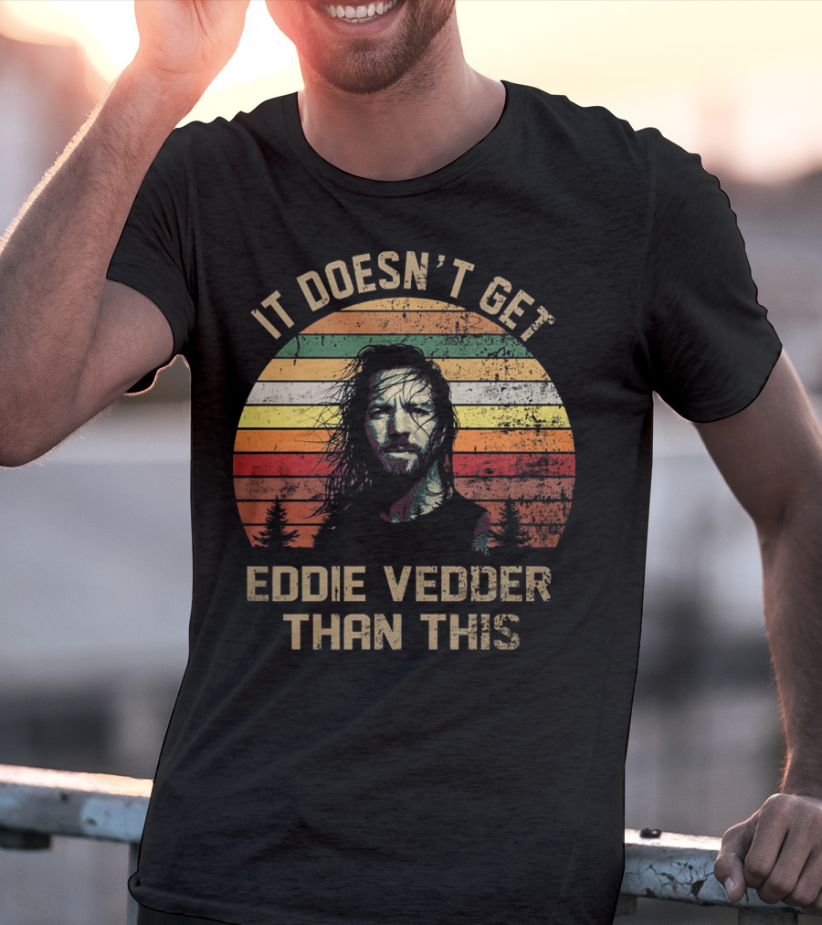 It Doesn't Get Eddie Vedder Than This Vintage Striped Sunset Forest T-Shirt