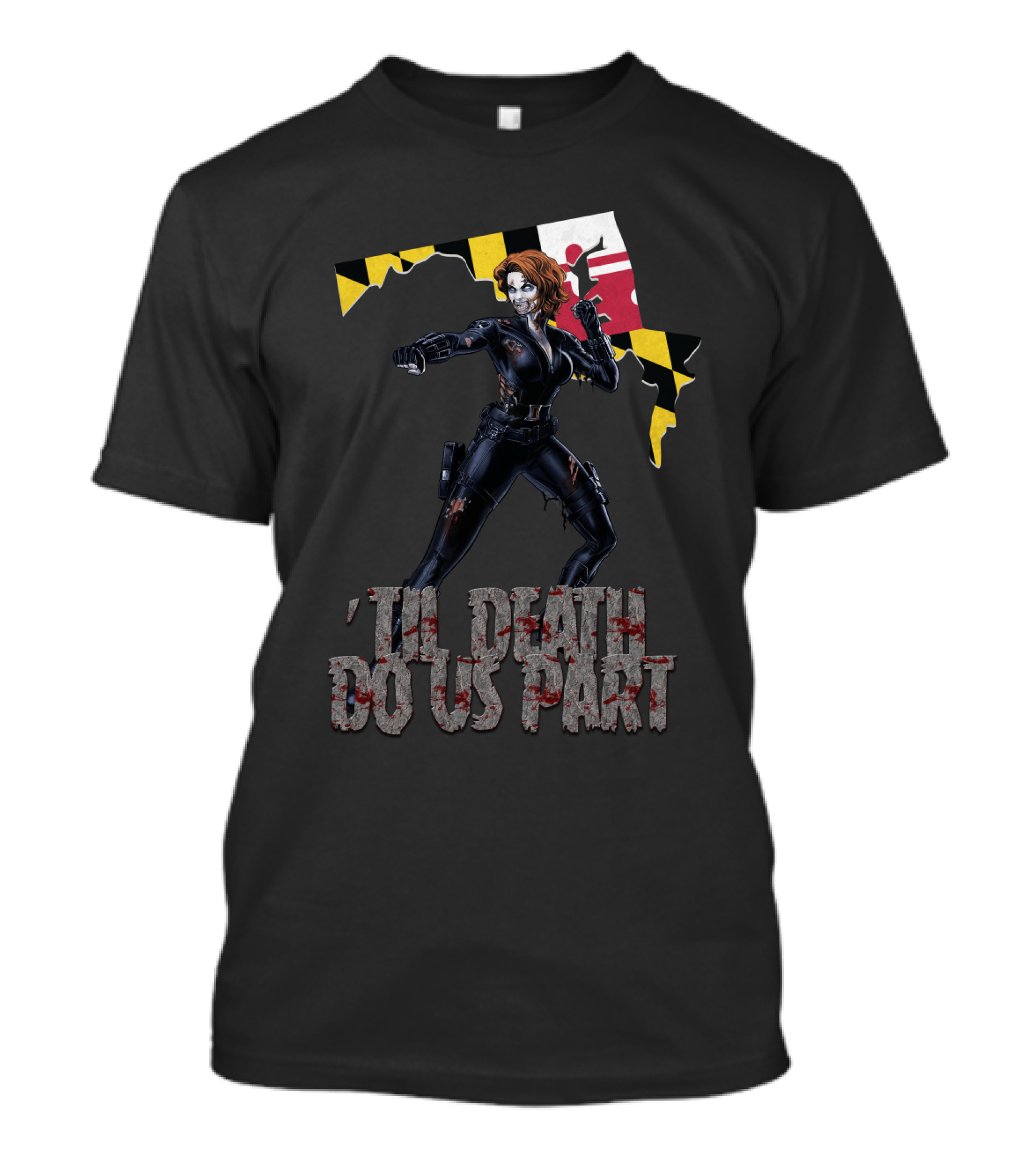 Til Death Do Us Part Black Widow Maryland Map T-Shirt