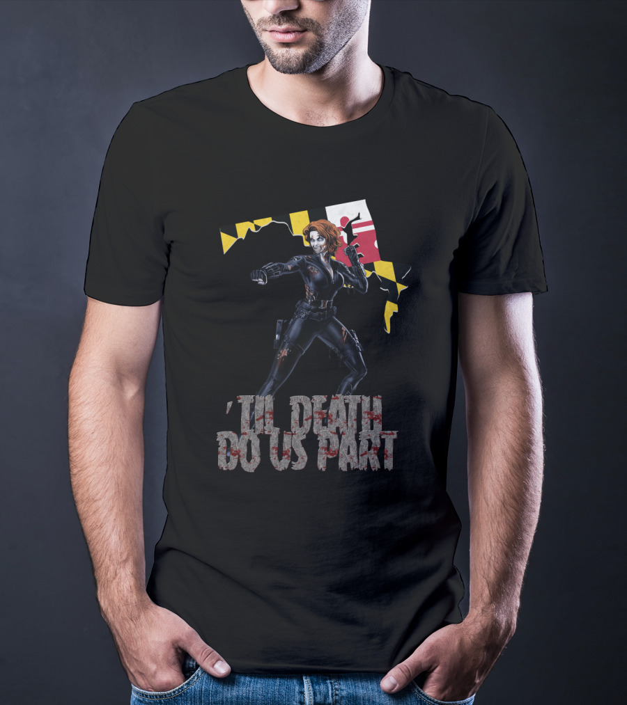 Til Death Do Us Part Black Widow Maryland Map T-Shirt