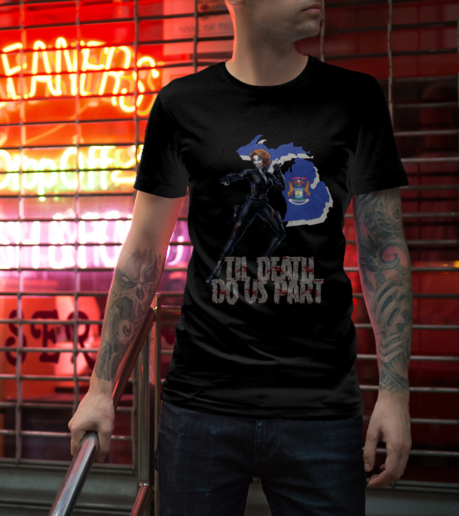 Til Death Do Us Part Black Widow Michigan State T-Shirt