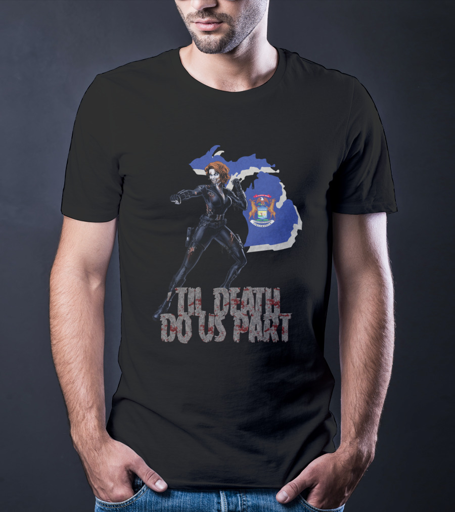 Til Death Do Us Part Black Widow Michigan State T-Shirt