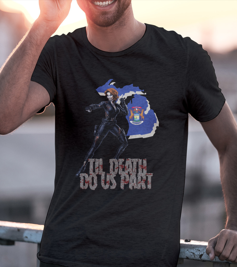 Til Death Do Us Part Black Widow Michigan State T-Shirt