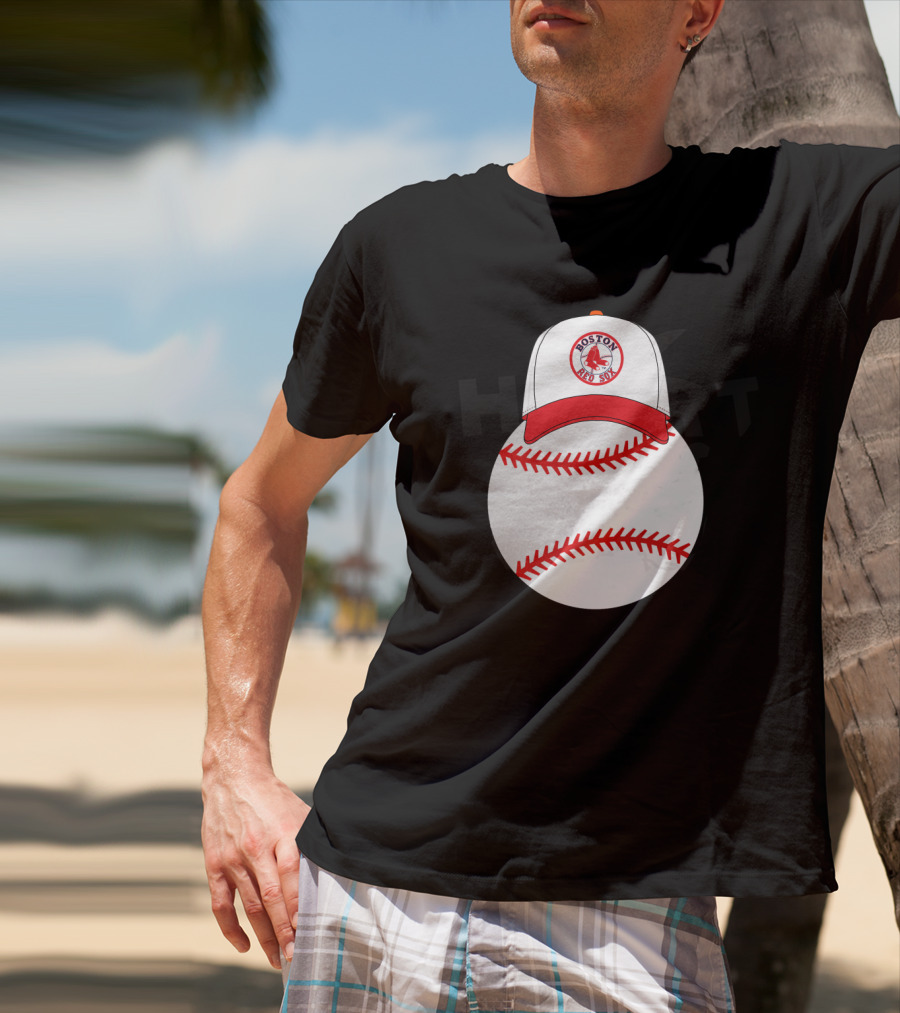 Boston Red Sox Mickey Mouse Ears Baseball Hat And Ball T-Shirt