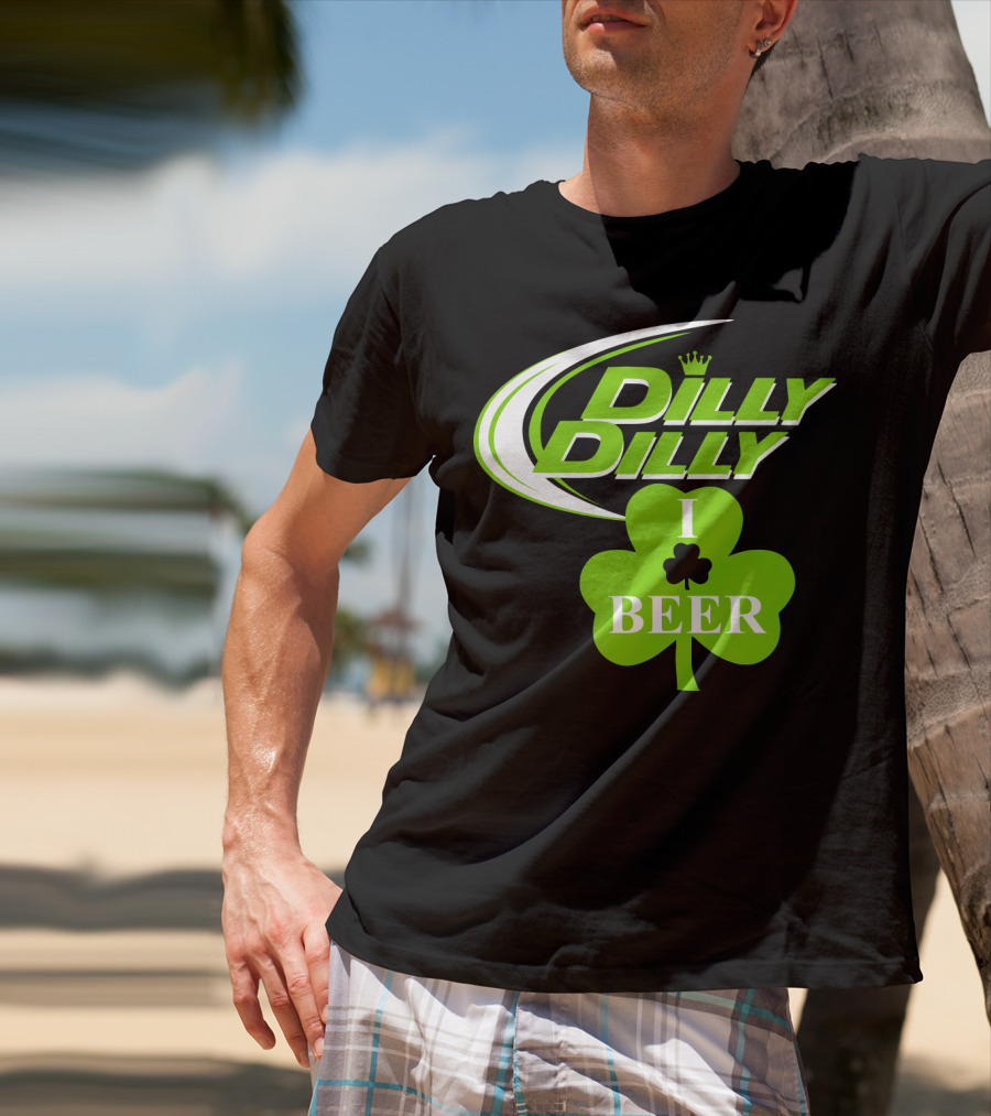 Dilly Dilly I Shamrock Beer Green Clover With Crown T-Shirt