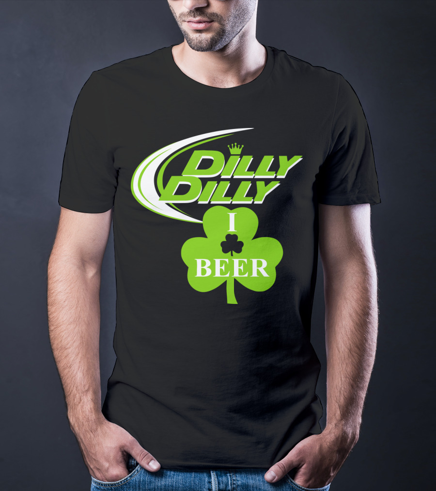 Dilly Dilly I Shamrock Beer Green Clover With Crown T-Shirt