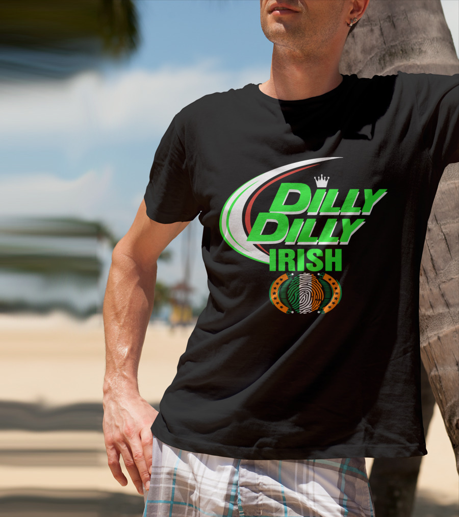 Dilly Dilly Irish St Patrick's Day With Irish Flag And Crown Motif T-Shirt