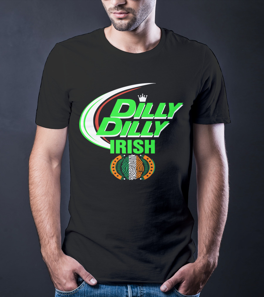 Dilly Dilly Irish St Patrick's Day With Irish Flag And Crown Motif T-Shirt