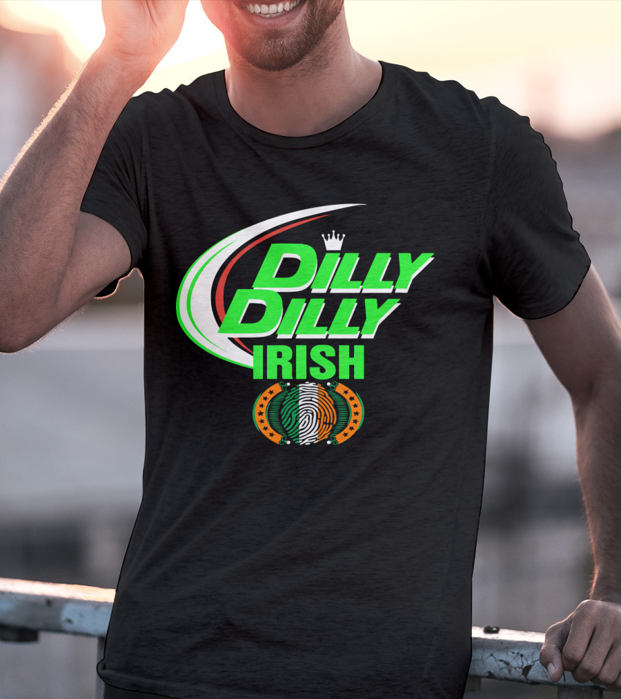 Dilly Dilly Irish St Patrick's Day With Irish Flag And Crown Motif T-Shirt