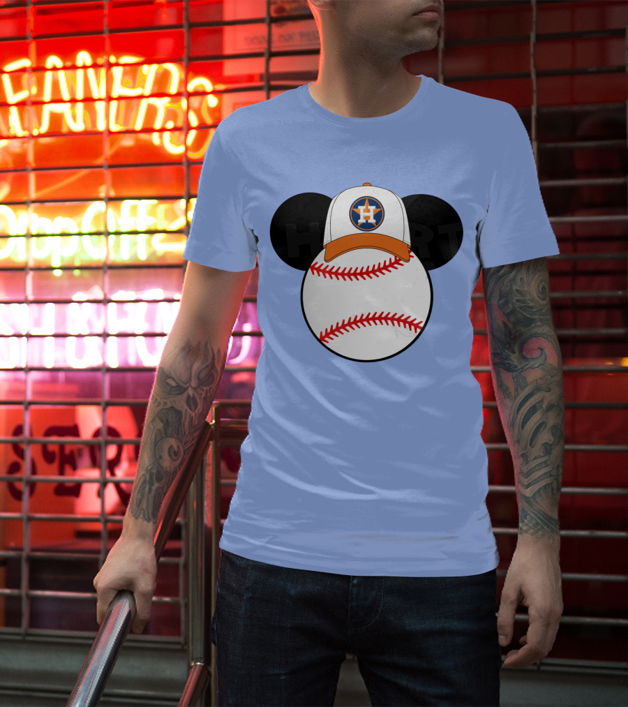 Houston Astros Mickey Mouse Baseball Cap T-Shirt