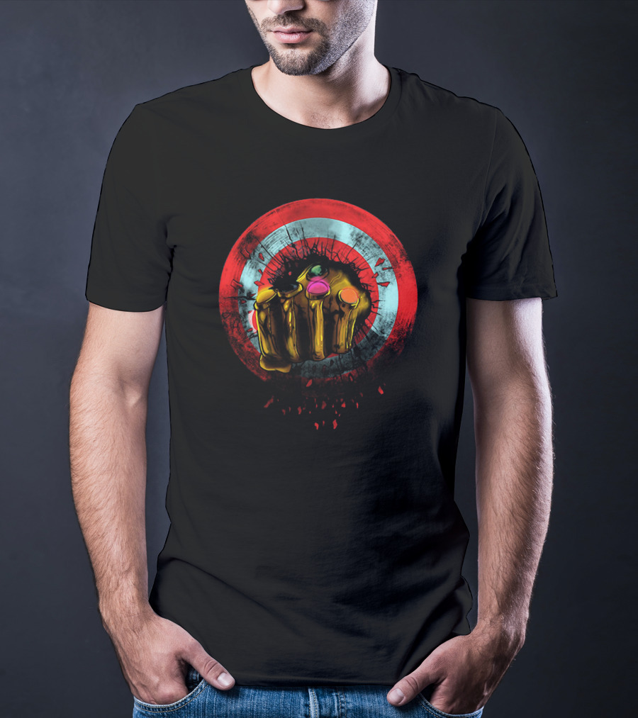 Infinity War Thanos Gauntlet Breaking Captain America Shield T-Shirt