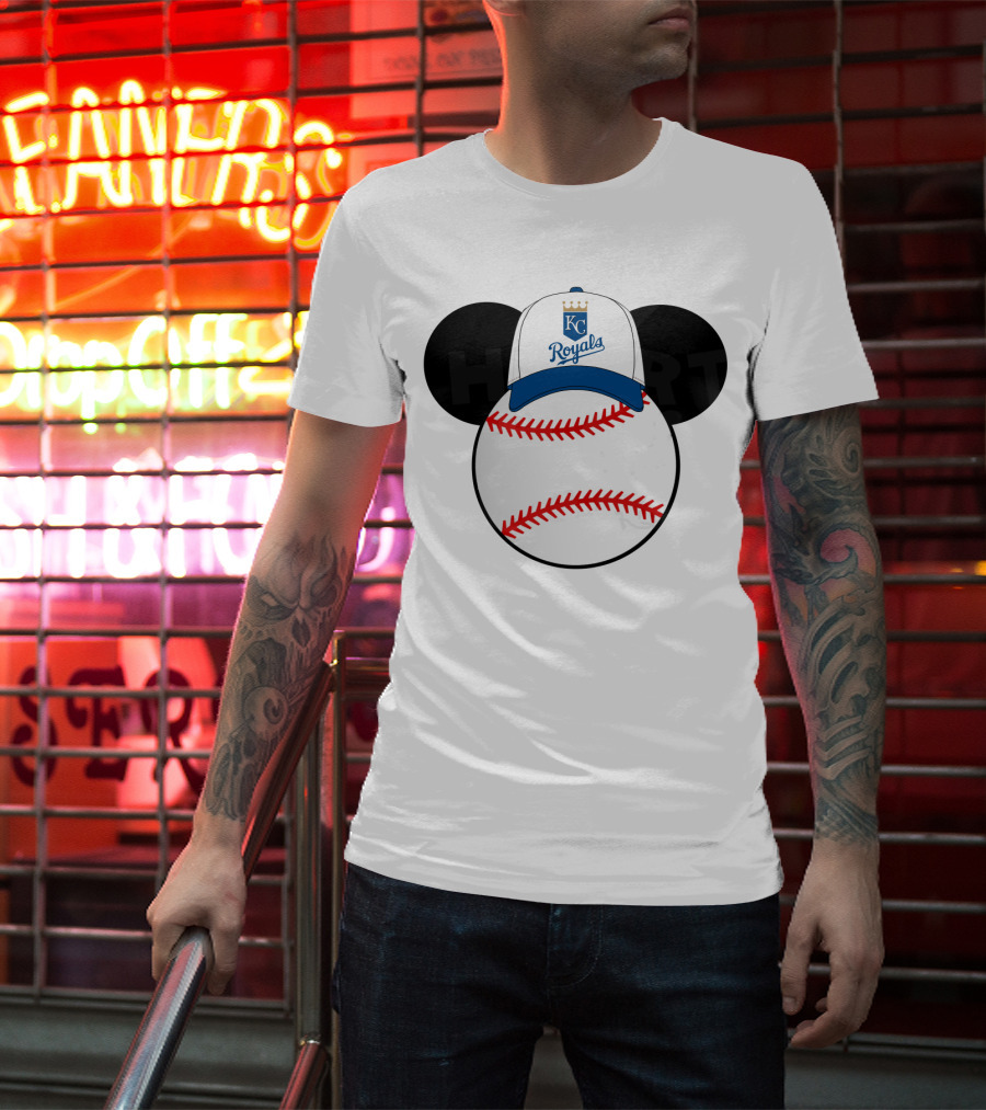Kansas City Royals Baseball Cap Mickey Ears Heart T-Shirt