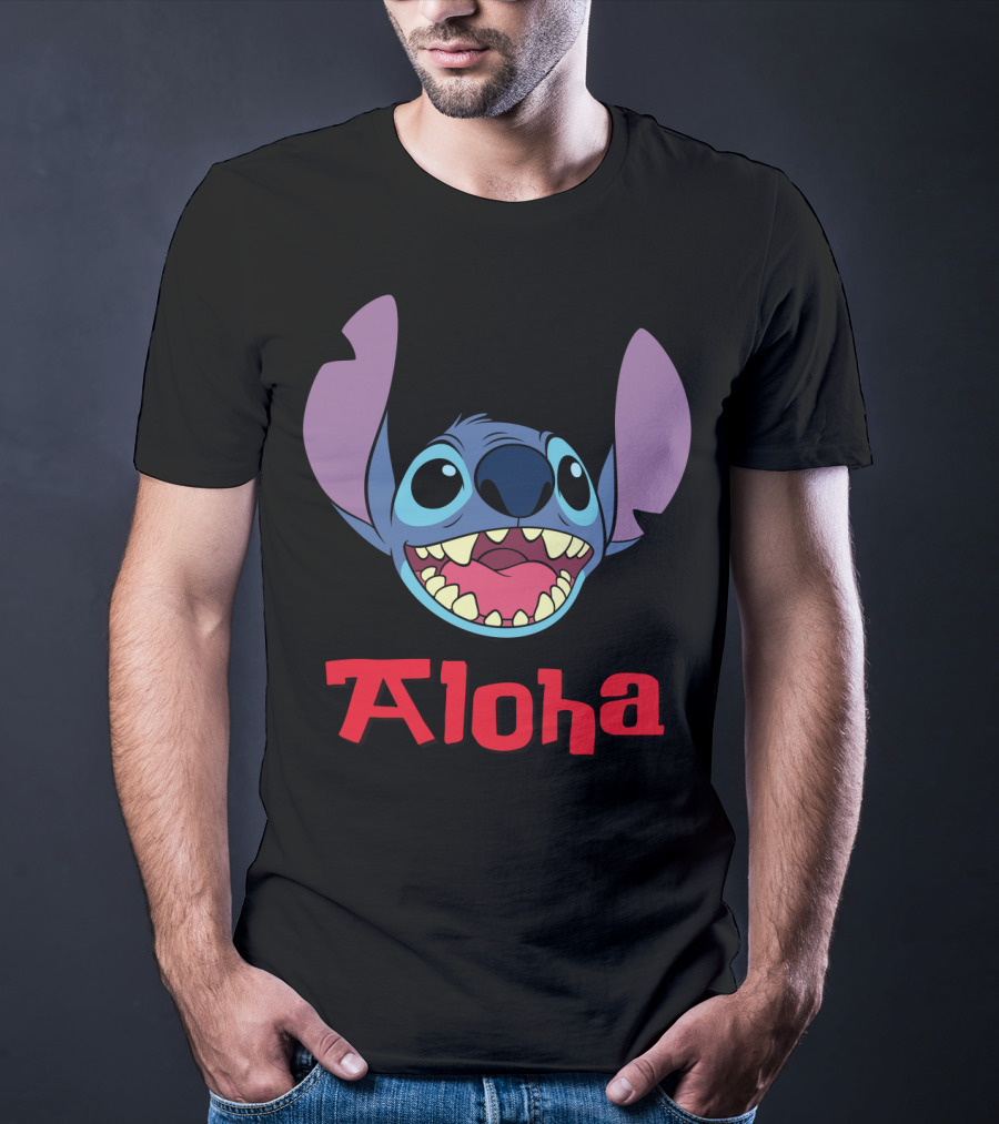 Lilo And Stitch Aloha Stitch Iconic Blue Character Smile T-Shirt