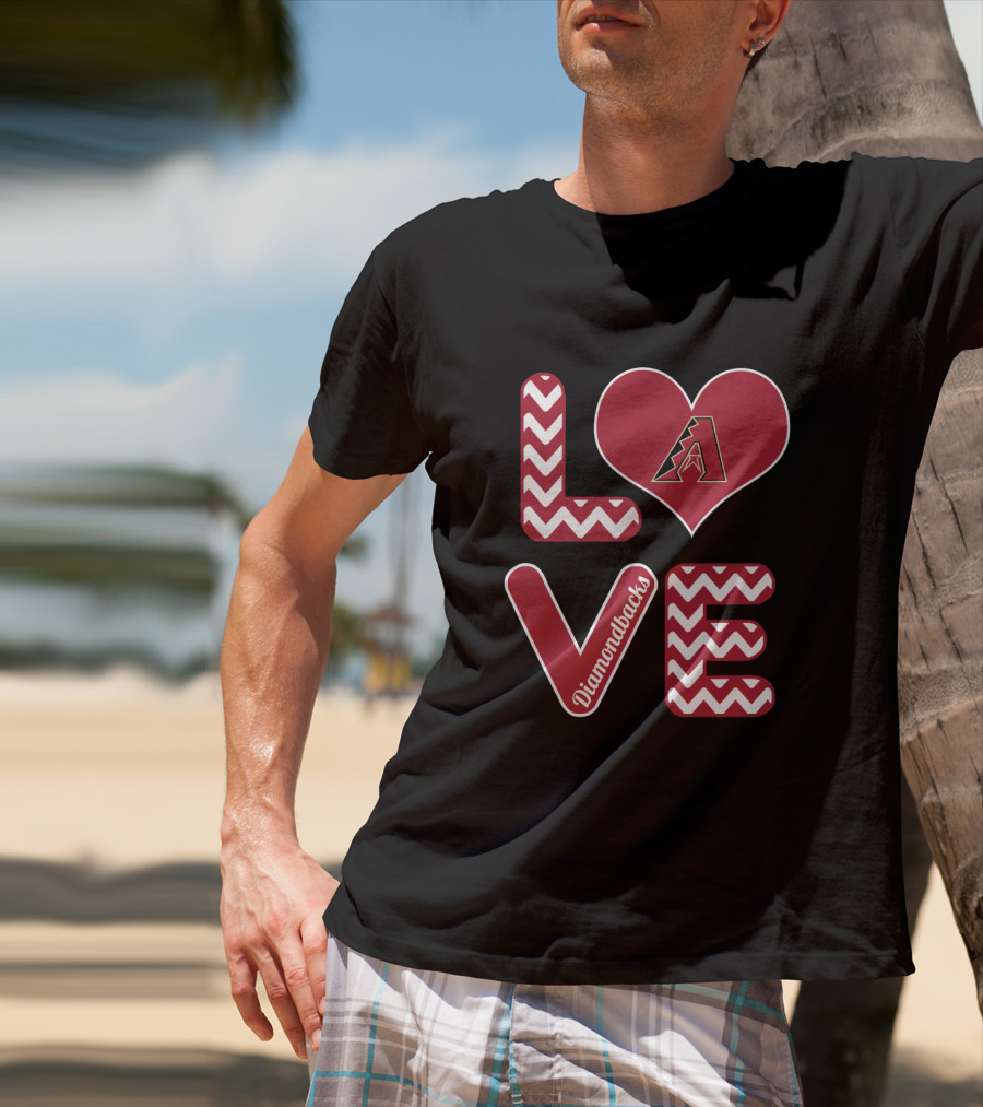 Love Diamondbacks Chevron Heart Arizona Baseball Fans T-Shirt