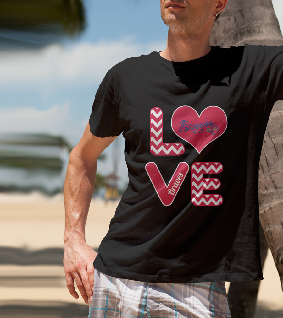 Love Braves Fans Heart Chevron Baseball T-Shirt