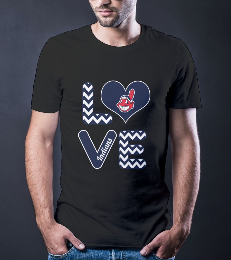 Love Heart Chevron Indians Fan Baseball Cleveland T-Shirt