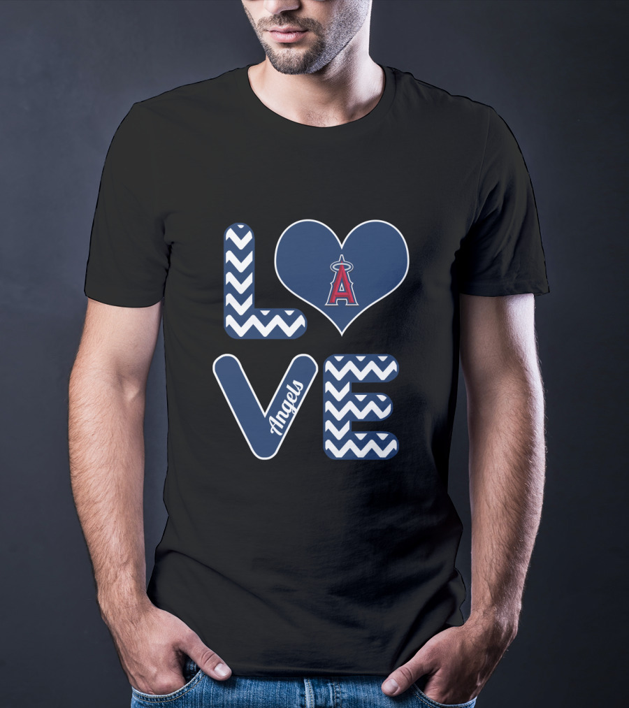Love Angels Heart Chevron Design For Los Angeles Baseball Fans T-Shirt