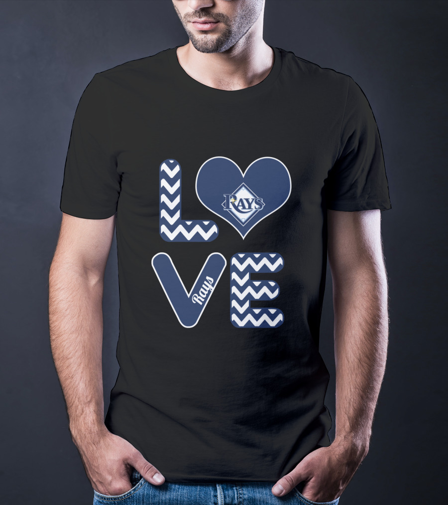 Love Tampa Rays Fans Heart Baseball Chevron T-Shirt