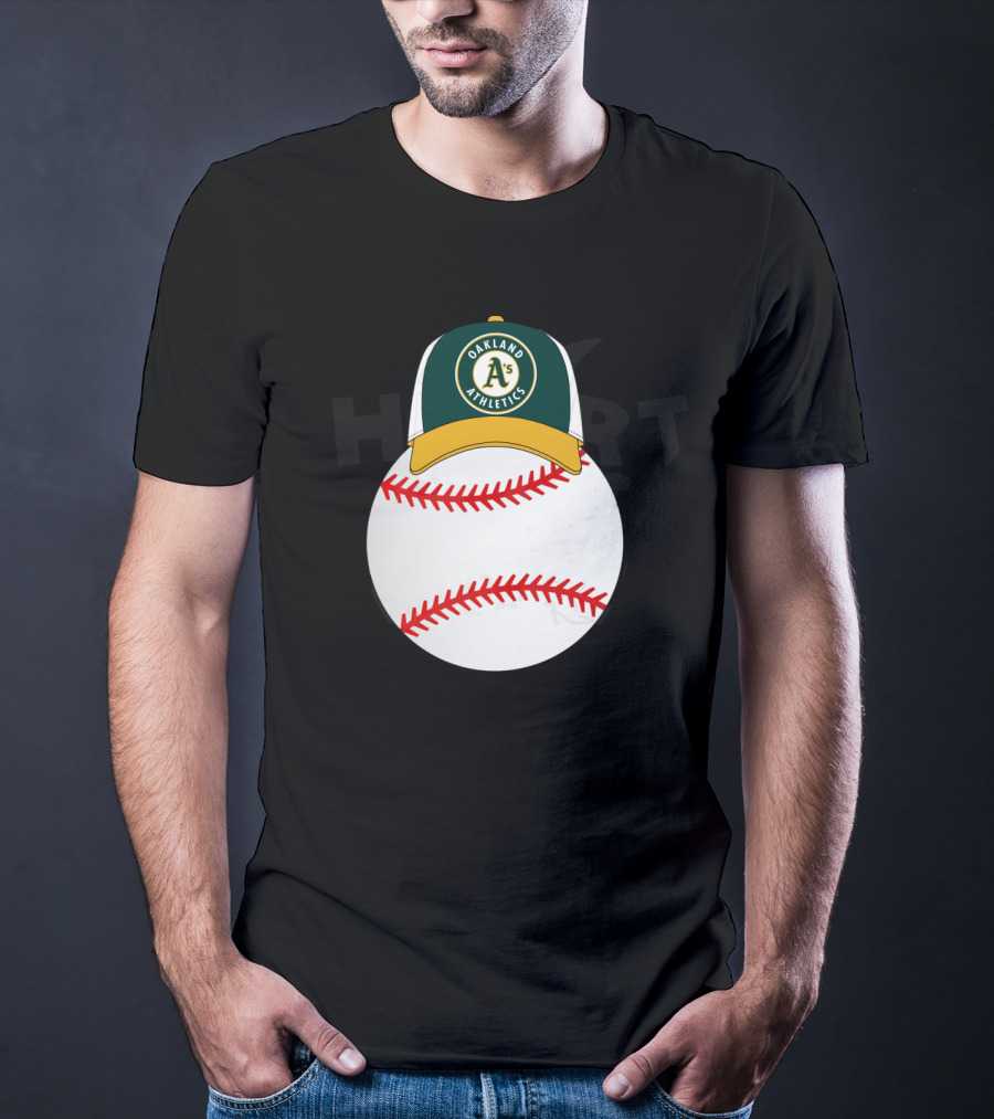 Oakland Athletics Baseball With Mickey Mouse Ears Hat T-Shirt