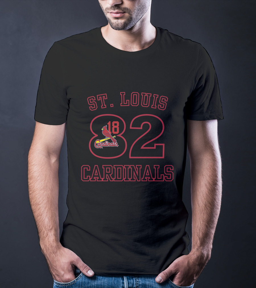 St Louis Cardinals 1882 Logo With Red Bird And Baseball Bat T-Shirt