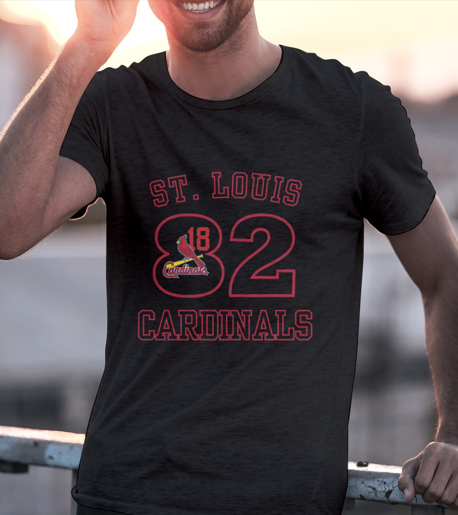 St Louis Cardinals 1882 Logo With Red Bird And Baseball Bat T-Shirt