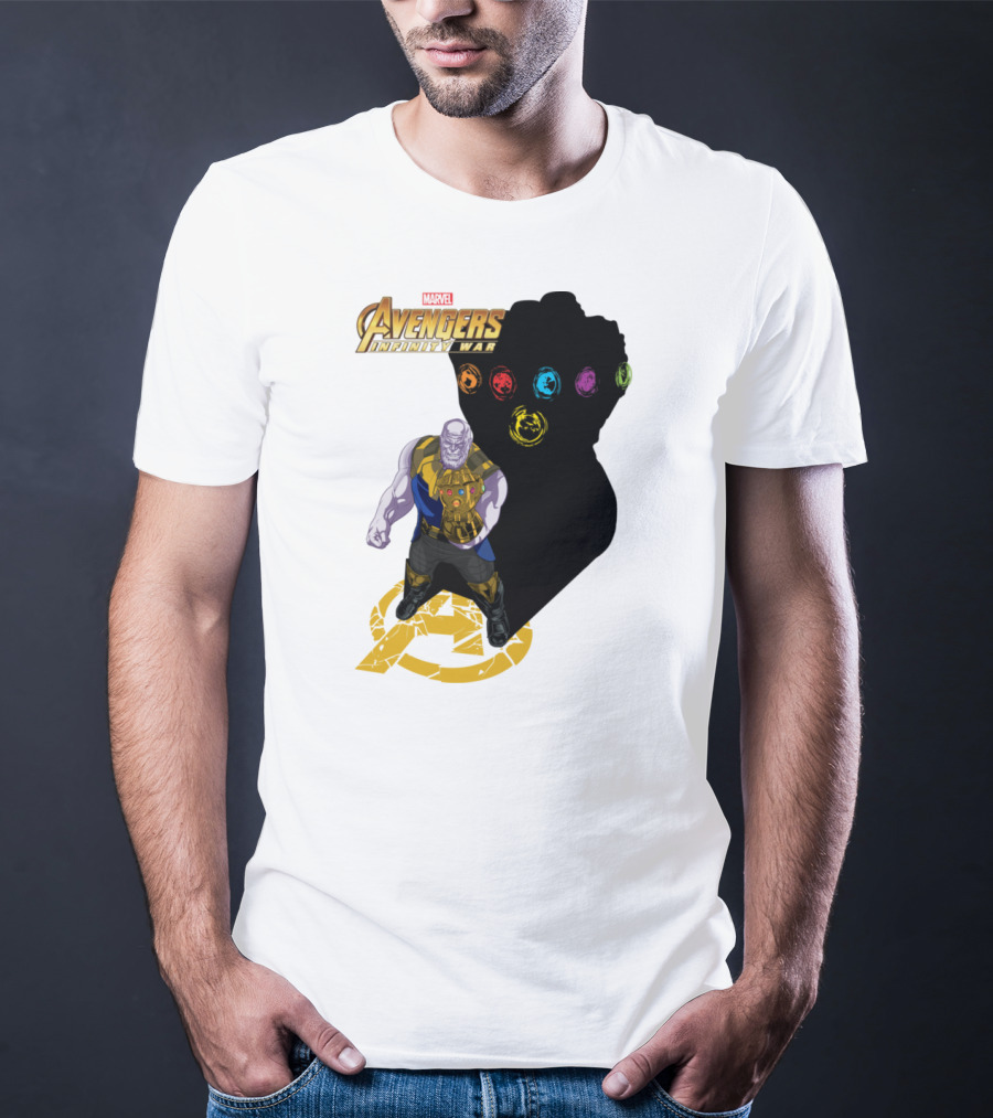 Avengers Infinity War Thanos With Gauntlet And Infinity Stones Shadow Marvel T-Shirt