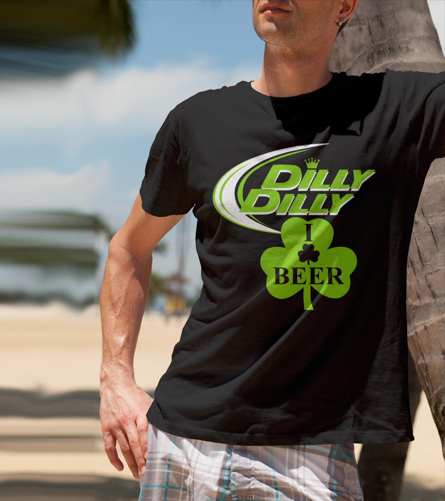 St Patricks Day Dilly Dilly I Love Beer Clover Green Shamrock T-Shirt