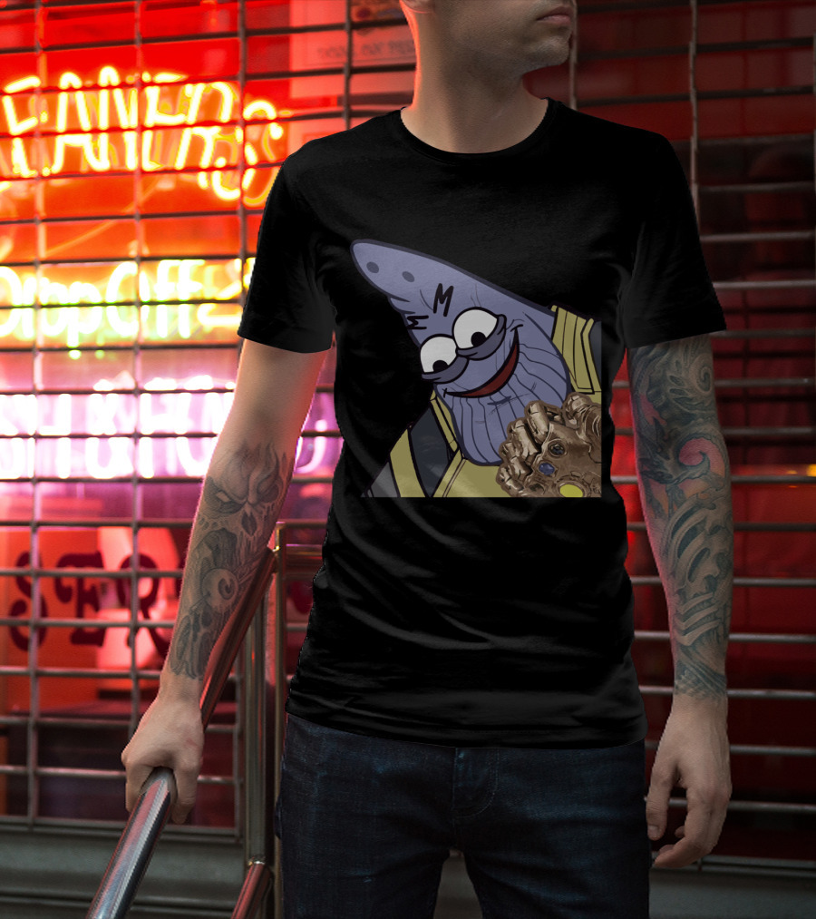 Thanos Mashup With Cartoon Character Holding Infinity Gauntlet T-Shirt