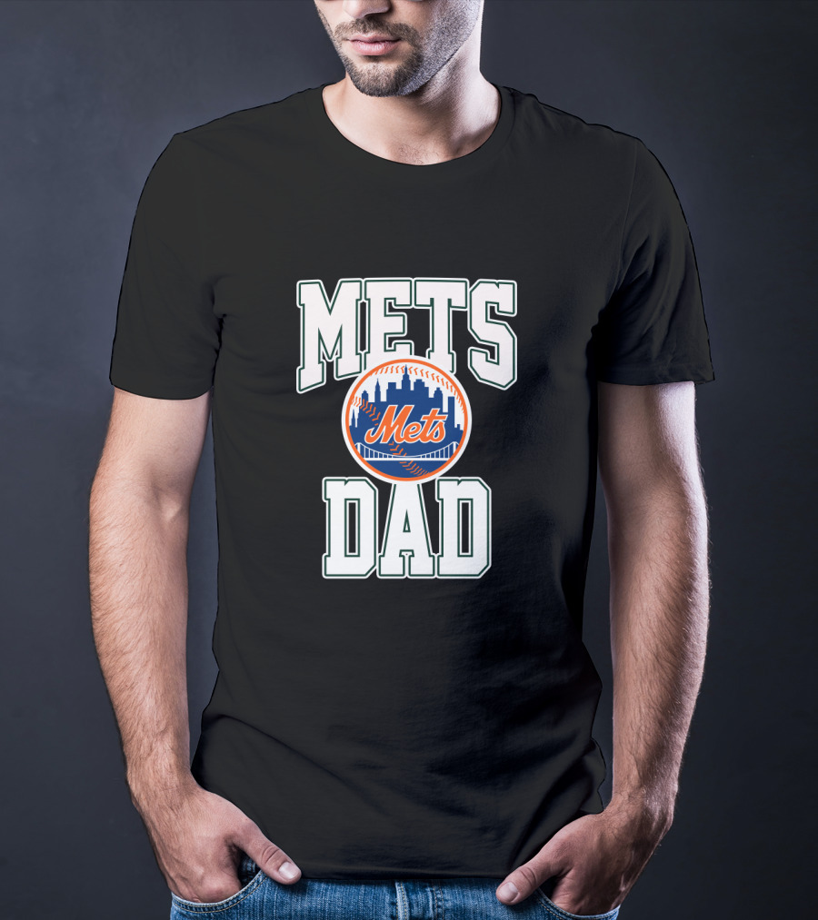 Mets Dad NYC Skyline Baseball Emblem T-Shirt