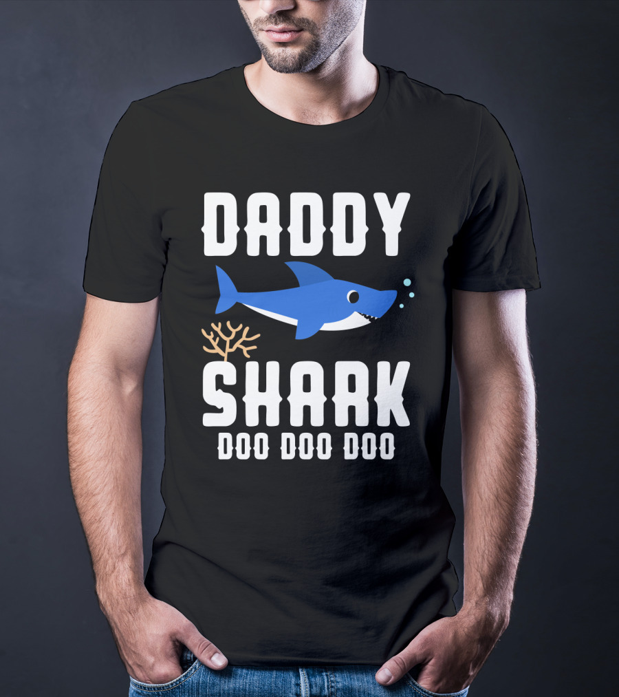 Daddy Shark Doo Doo Doo From Son Daughter Family Gift T-Shirt