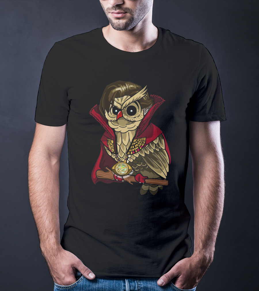 Dr. Strange Owl Parody Cape And Amulet Creative Superhero Fusion T-Shirt