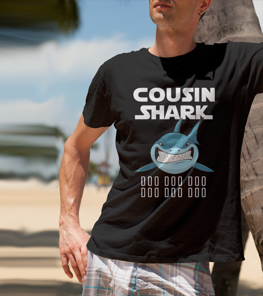 Cousin Shark Doo Doo Doo Cartoon Blue Shark Graphics T-Shirt