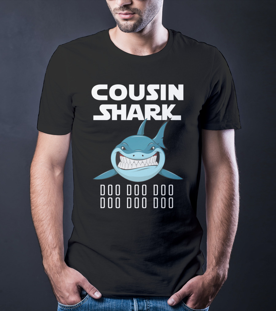 Cousin Shark Doo Doo Doo Cartoon Blue Shark Graphics T-Shirt