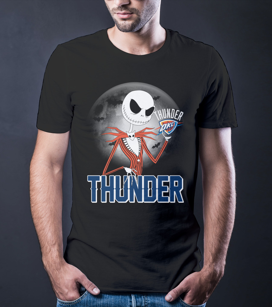 Jack Thunder Halloween Oklahoma City Okc Fan Moon Bats T-Shirt