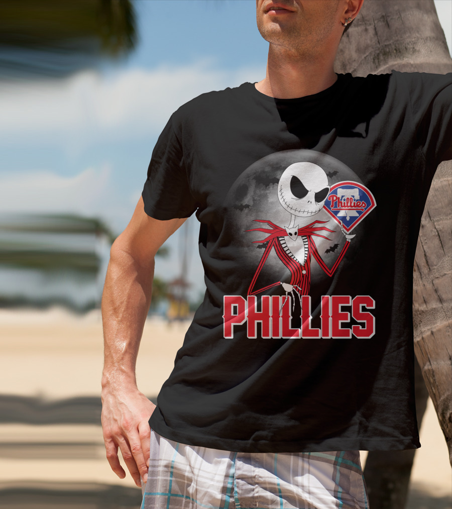 Phillies Halloween Moon Jack Skellington Crossover T-Shirt