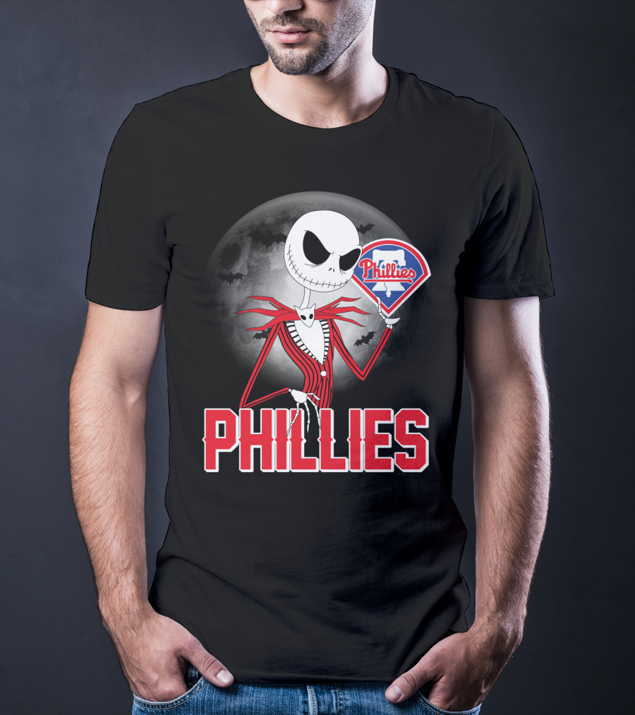 Phillies Halloween Moon Jack Skellington Crossover T-Shirt