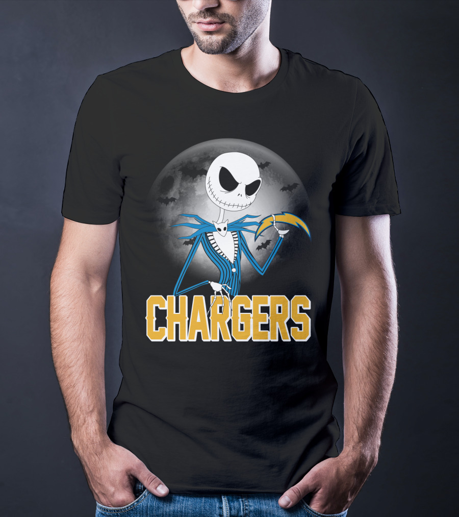 Jack Skellington Halloween Los Angeles Chargers Moonlight T-Shirt