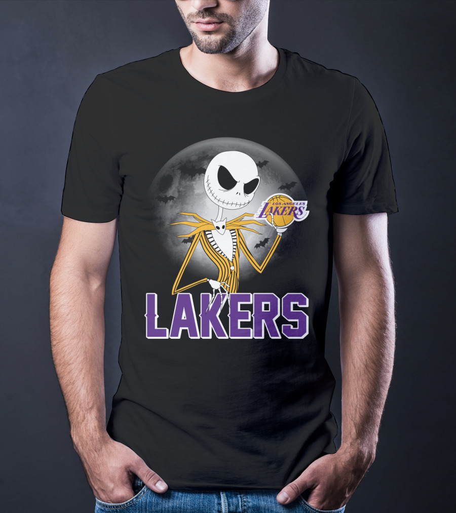 Jack Skellington Lakers Halloween Los Angeles Nba Crossover T-Shirt