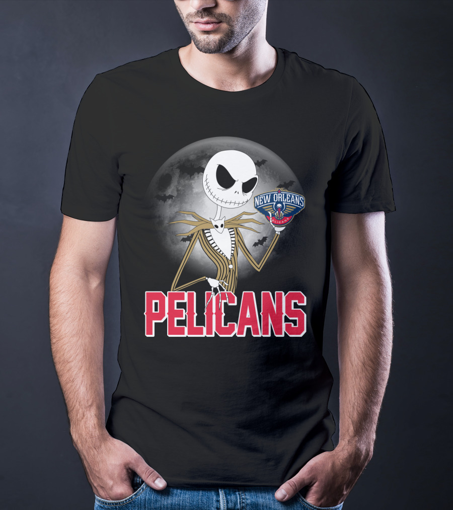 Jack Skellington Halloween New Orleans Pelicans Basketball T-Shirt