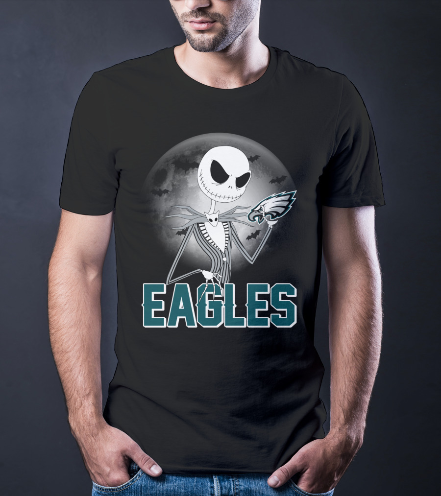 Jack Skellington Eagles Halloween Philadelphia Football Fan Gear T-Shirt