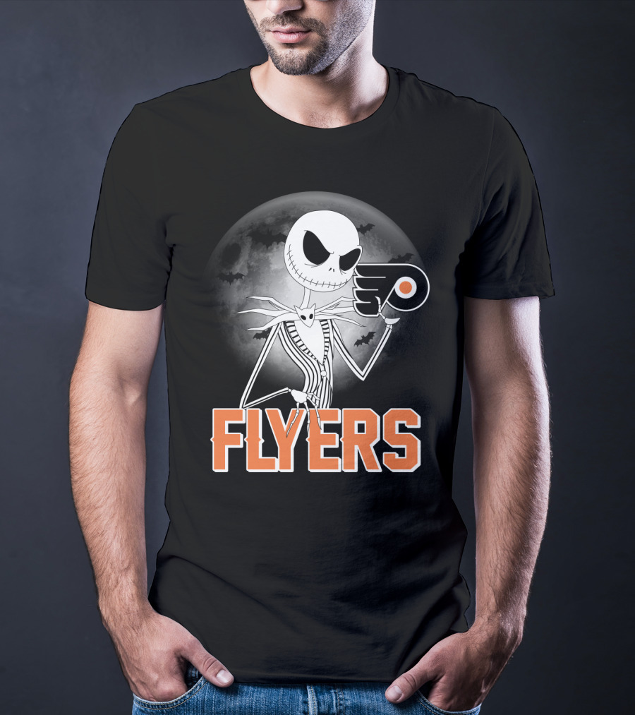 Philadelphia Flyers Halloween Jack Skellington Moon T-Shirt