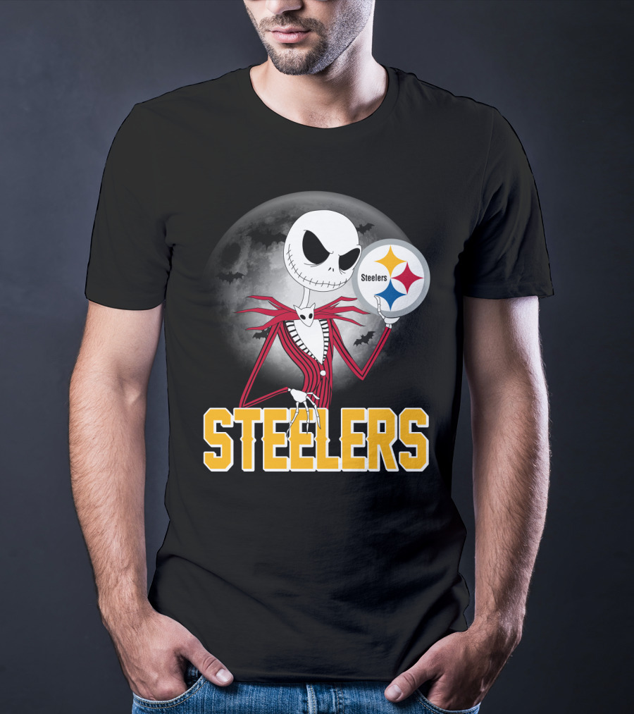 Jack Skellington Steelers Halloween Moon T-Shirt