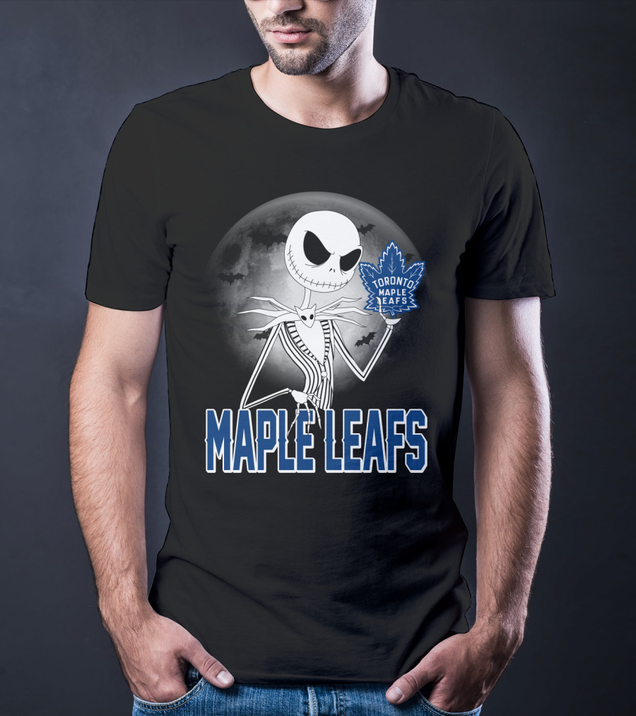 Toronto Maple Leafs Jack Skellington Halloween Moon T-Shirt