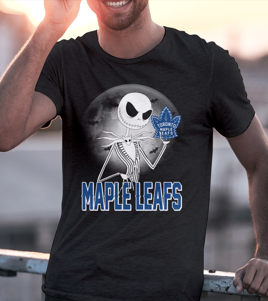 Toronto Maple Leafs Jack Skellington Halloween Moon T-Shirt