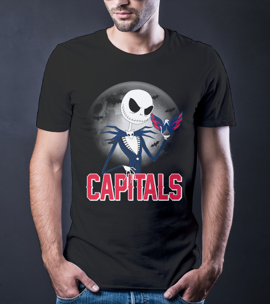 Jack Skellington Halloween Meets Washington Capitals Moon Night T-Shirt
