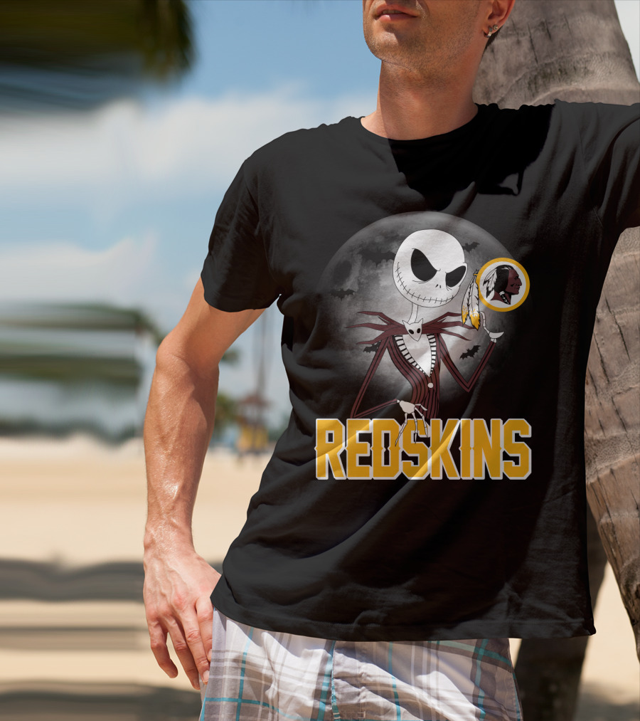 Jack Skellington Moon Redskins Logo Halloween T-Shirt