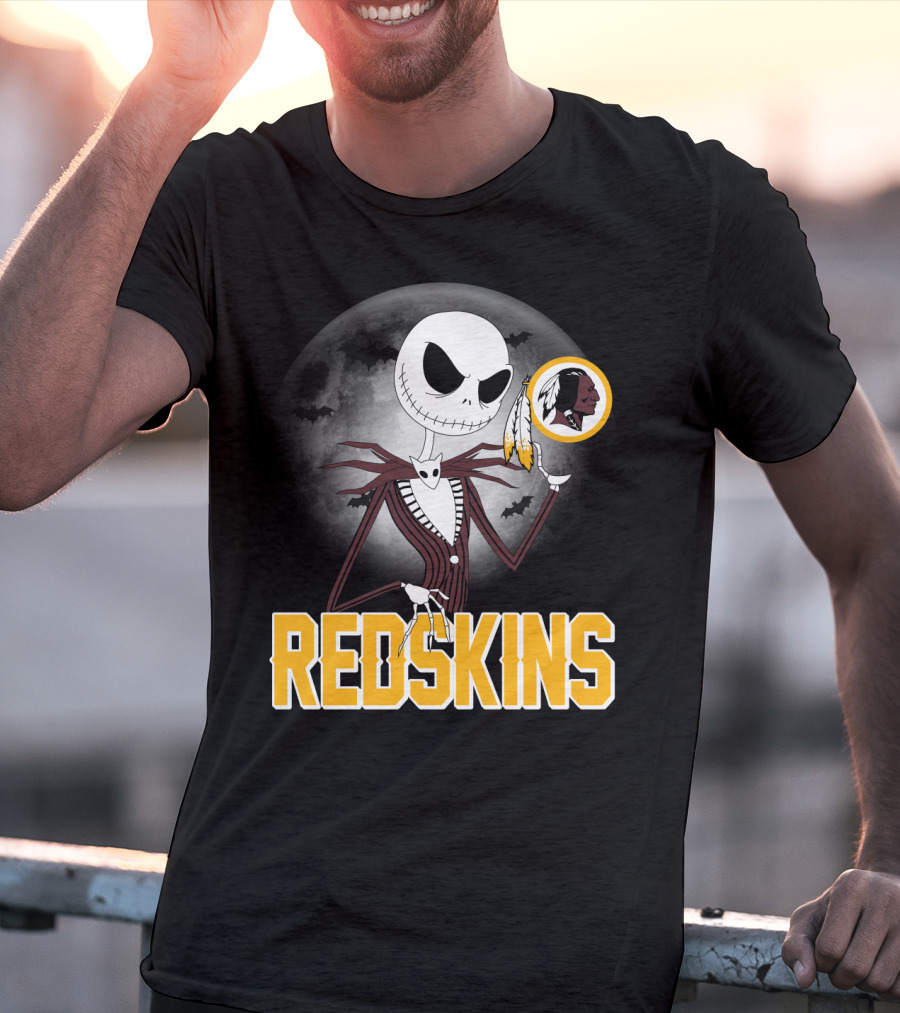 Jack Skellington Moon Redskins Logo Halloween T-Shirt