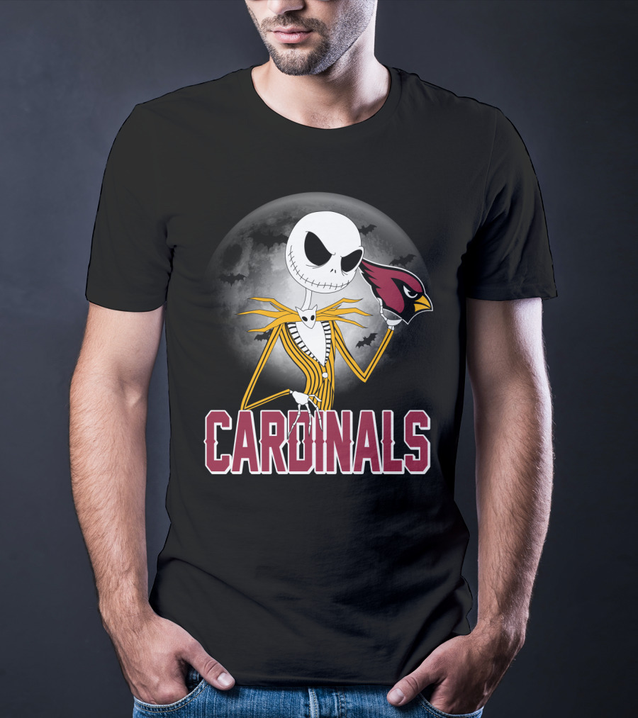 Jack Skellington Cardinals Halloween Moon Arizona T-Shirt
