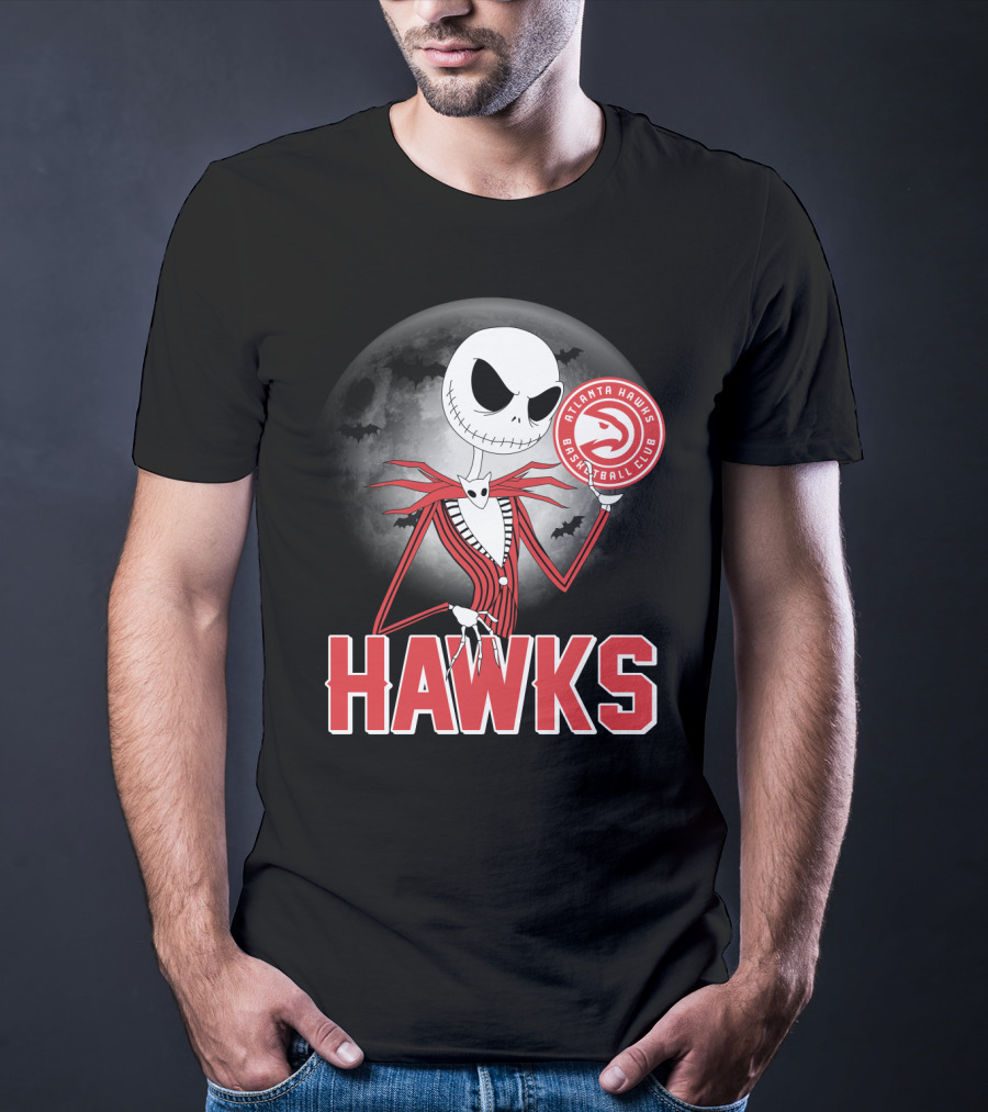 Atlanta Hawks Basketball Club Jack Skellington Halloween Hawks T-Shirt