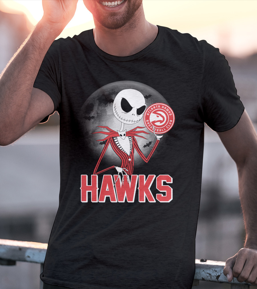 Atlanta Hawks Basketball Club Jack Skellington Halloween Hawks T-Shirt